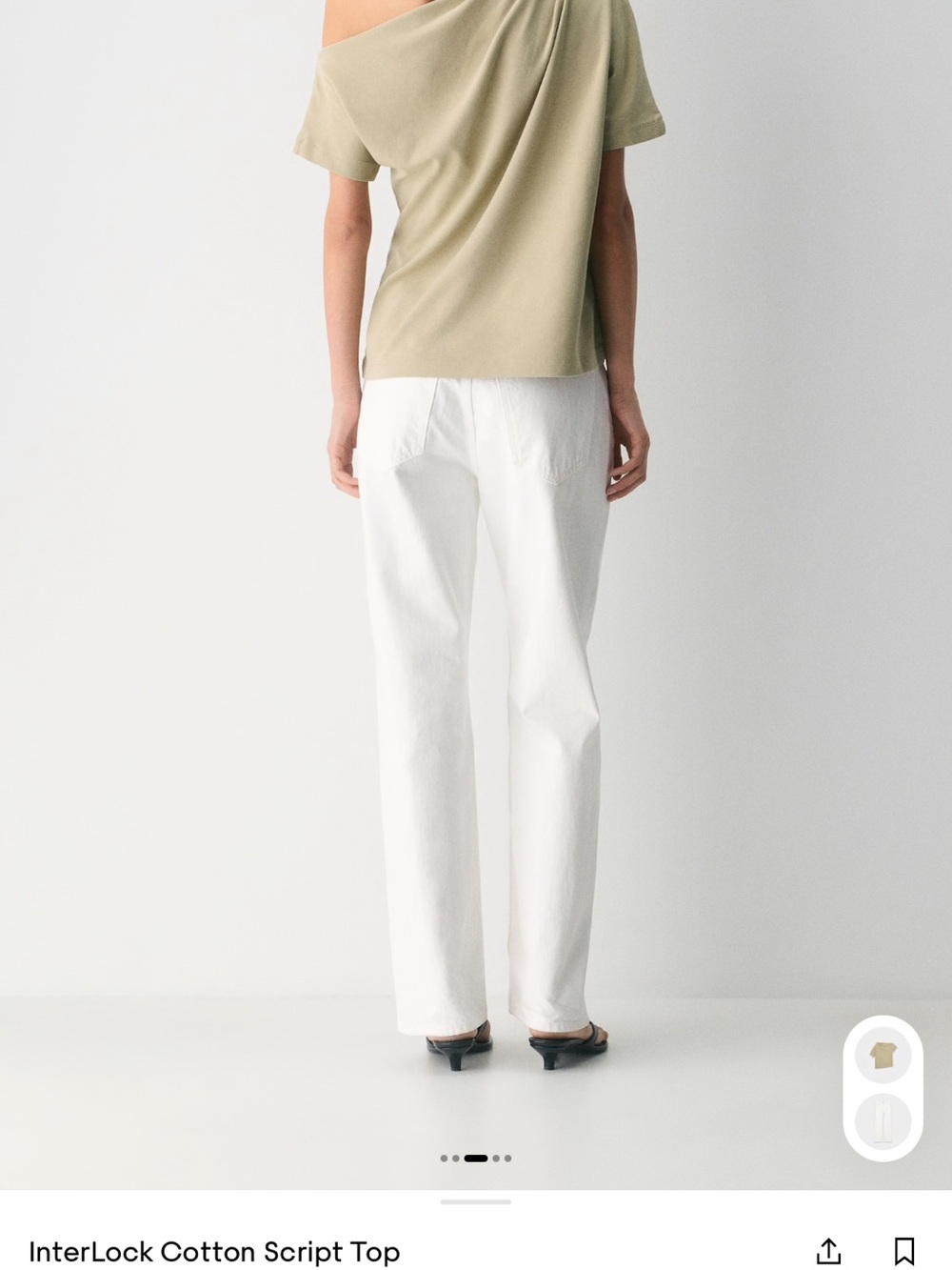 New with tags Cotton Script Top — Olive One-Shoulder Tee - Picture 4 of 6